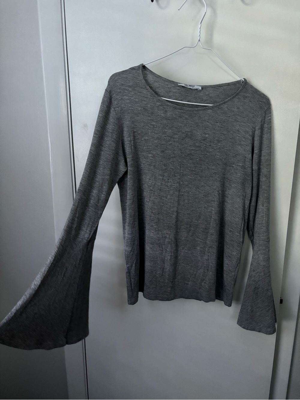 Viscose Bamboo Zara Gray Long-Sleeve Bell Sleeve Y2K 70s Inspired Top